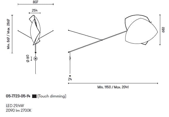 Японский бумажный светодиодный настенный светильник LedsC4 Voiles ARCH-00086768 - Вид №4