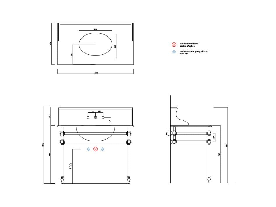 Мраморная овальная консольная раковина с держателем для полотенец Park Avenue MARBLE & METAL ARCH-00083514 - Вид №2