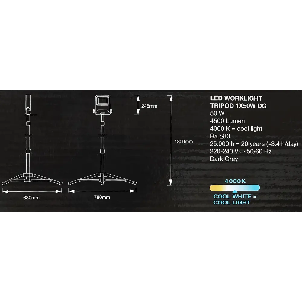 Прожектор светодиодный уличный Ledvance Work Light 50 Вт 4000K IP65 на треноге, нейтральный белый свет 82354995 STLM-2176001  - Вид №5