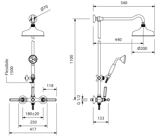Настенная душевая колонна с душем Park Avenue Dark White ARCH-00027212 - Вид №2