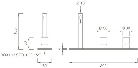 Смеситель на краю с ручным душем Cartesio Car52 Santreyd - Вид №1