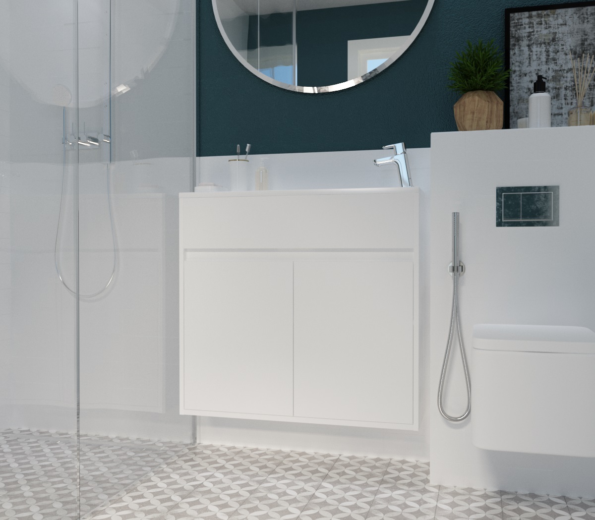 У92325 Тумба с раковиной Stretto 80П 2д. Белый глянец 1 Marka Stretto  - Вид №4