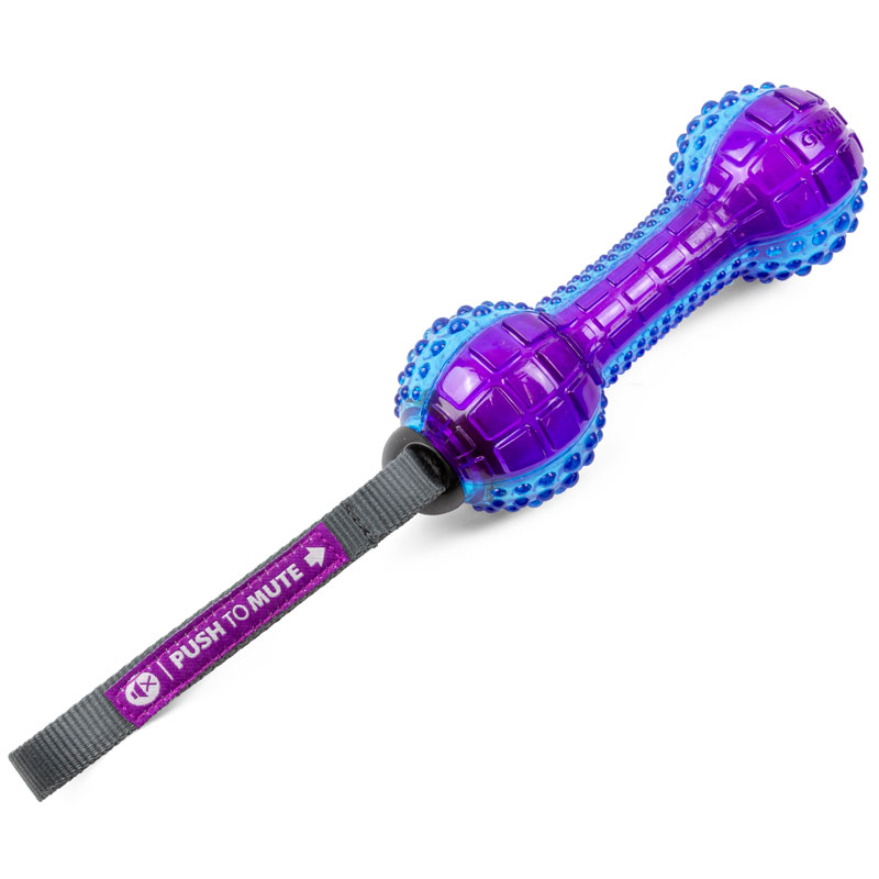 ПР0058984 Игрушка для собак Push To Mute Гантель с отключаемой пищалкой 18см GIGWI 