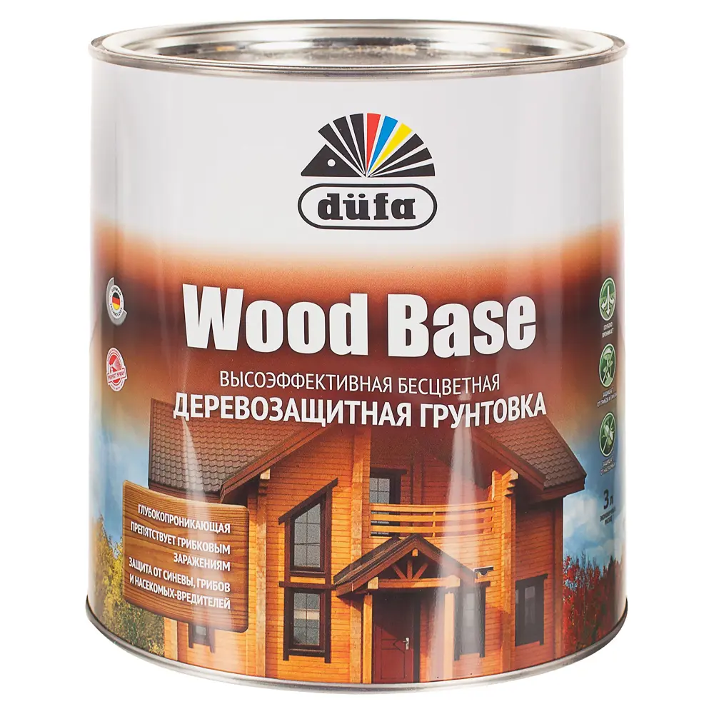 Грунтовка по дереву с биоцидом Wood Base 3 л бесцветная 18552313 STLM-2094375 Dufa 