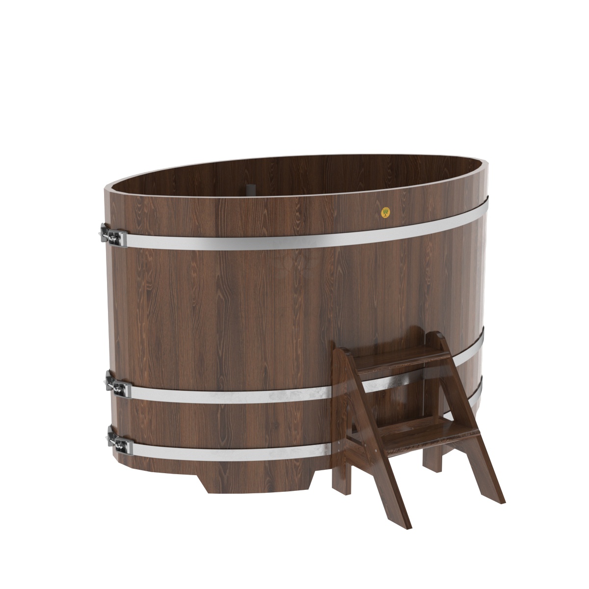 1311 Купель овальная из дуба 1,02х1,68х1,1 морёная Alyarus 