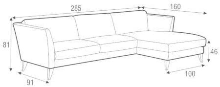 Sits Мягкий 3-х местный тканевый диван с шезлонгом Koriander sun-id-1475403 - Вид №4