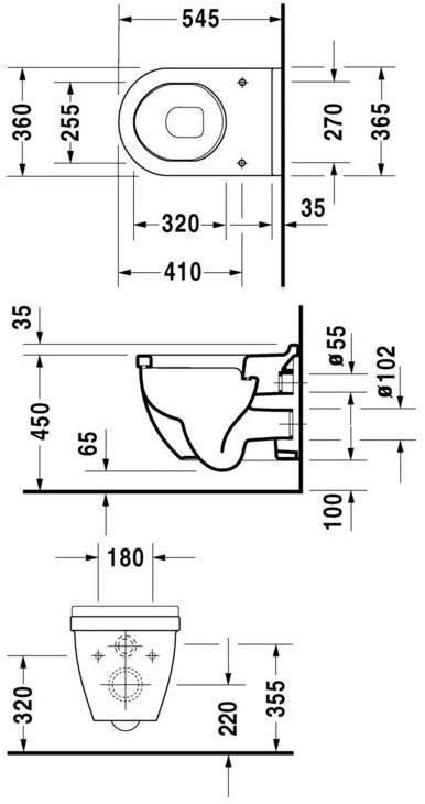 221509 Подвесной унитаз настенный Белый Duravit Starck 3 Германия - Вид №1