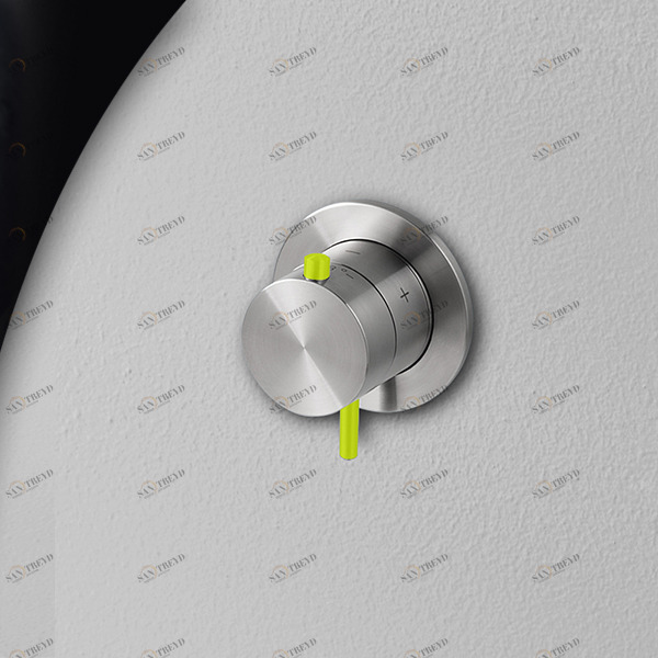 Термостат для душа матовая сталь с зеленой ручкой Toki Radomonte TER51SCIL13