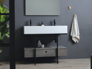 Деревянная двойная консоль для умывальника с ящиками