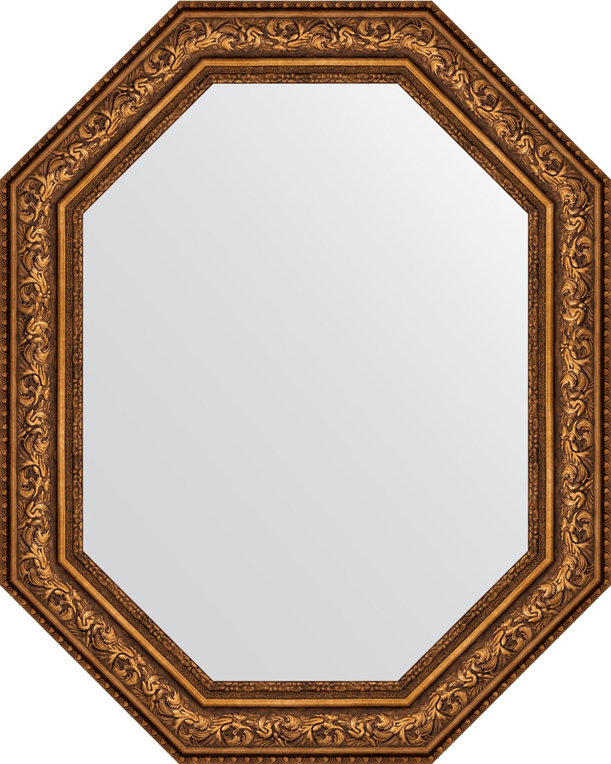 BY 7260 Зеркало в багетной раме - виньетка состаренная бронза 109 mm EVOFORM Octagon