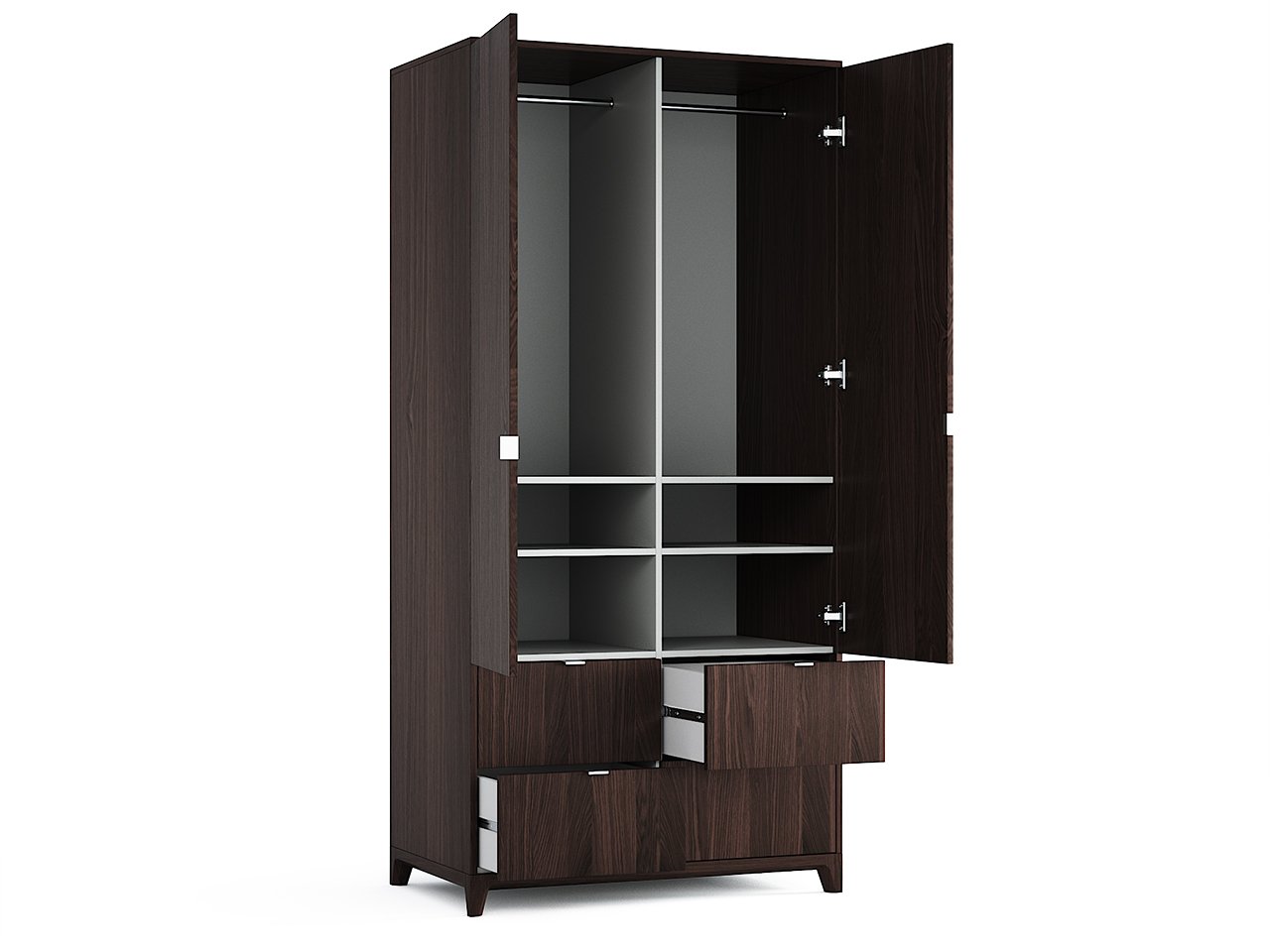 Шкаф двухдверный с ящиками темный дуб Case №4 THE IDEA  210402 Коричневый  - Вид №2