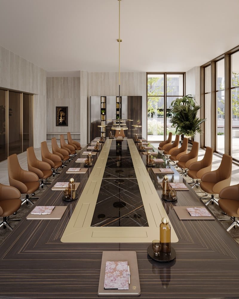 Прямоугольный стол для встреч из черного дерева и мраморной столешницы PROF Bespoke ARCH-00041592 - Вид №2