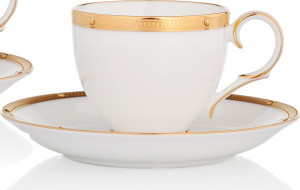 10665449 Noritake Набор из 2 чашек кофейных с блюдцами Noritake "Рочель,золотой кант" 90мл Фарфор костяной
