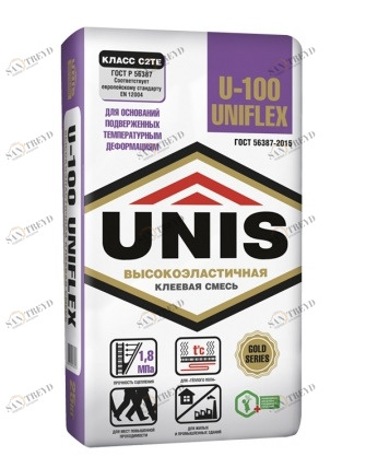 Клей для плитки Юнис UNIFLEX U-100 эластичный 25кг Unis 13232