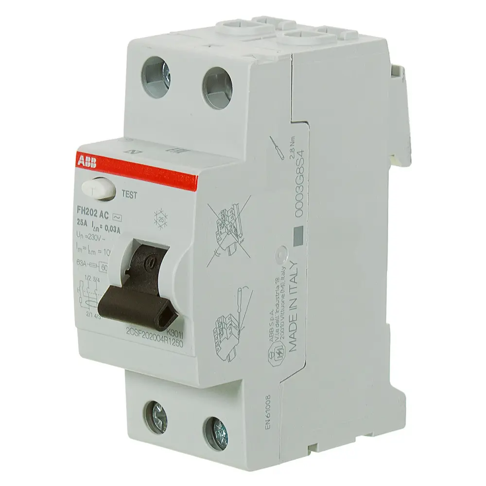 УЗО ABB FH202 1P N 25 А 30 мА 10 кА АС 2CSF202004R1250 10065457 STLM-2110807 