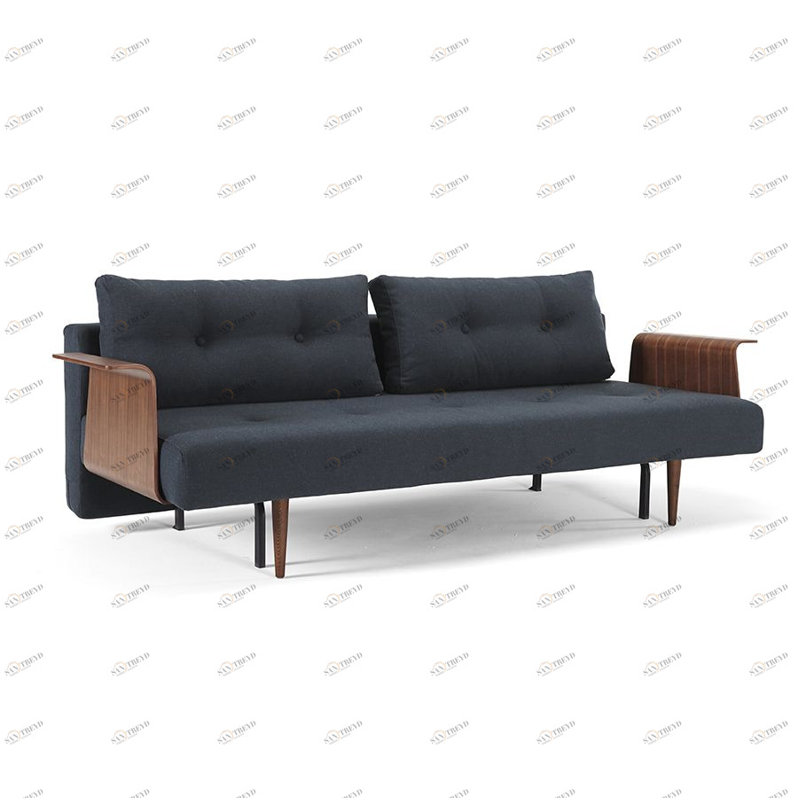 Диван Recast Plus с подлокотниками Rests из ореха, ножками из темного дерева, тёмно-синий Innovation Living RECASTPLUSR515