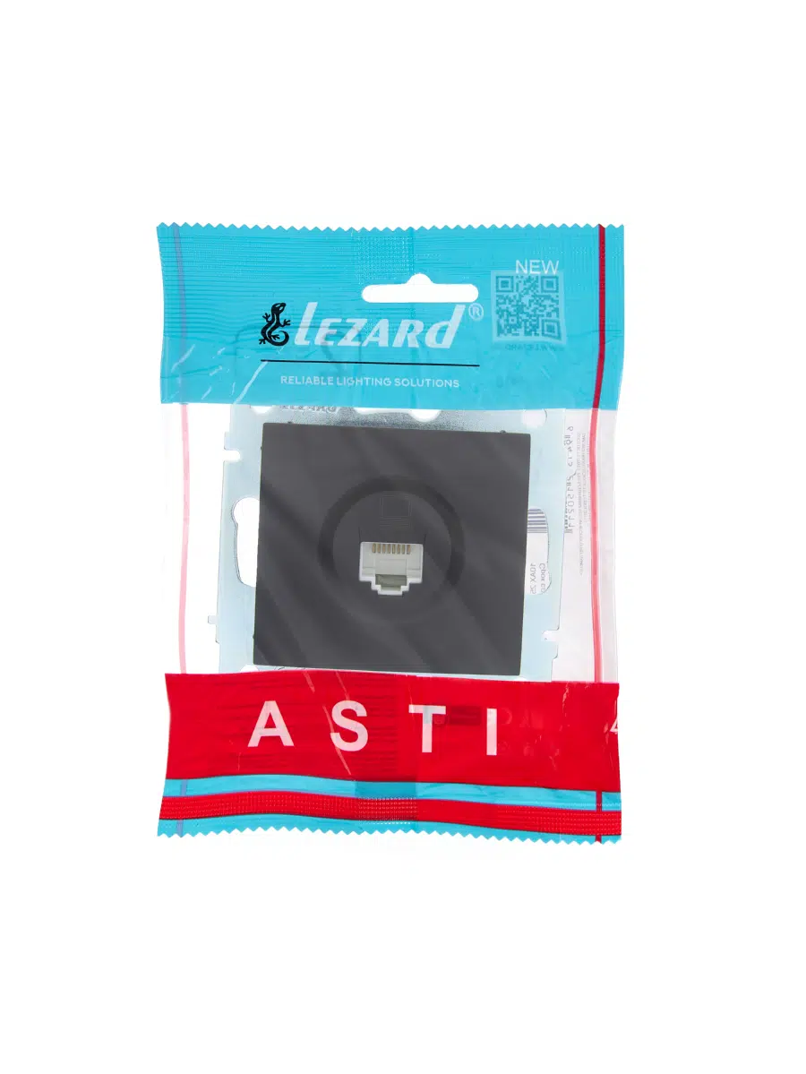 ASTI Розетка компьютерная чёрный бархат механизм LEZARD 7081-4288-139 - Вид №3