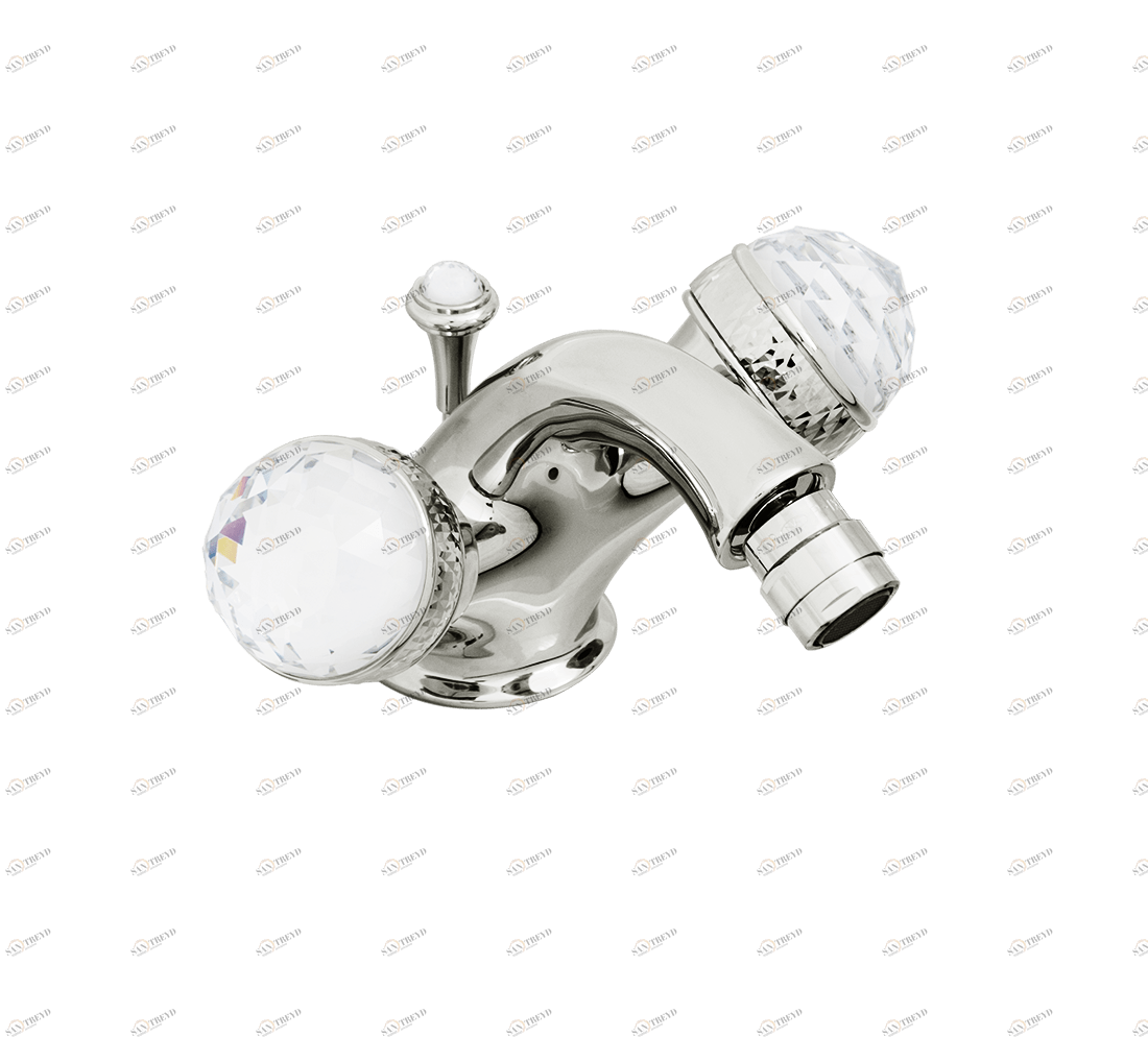 Gentry Home Смеситель для умывальника на три отверстия с выдвижным краном Crystal Никель GH101451