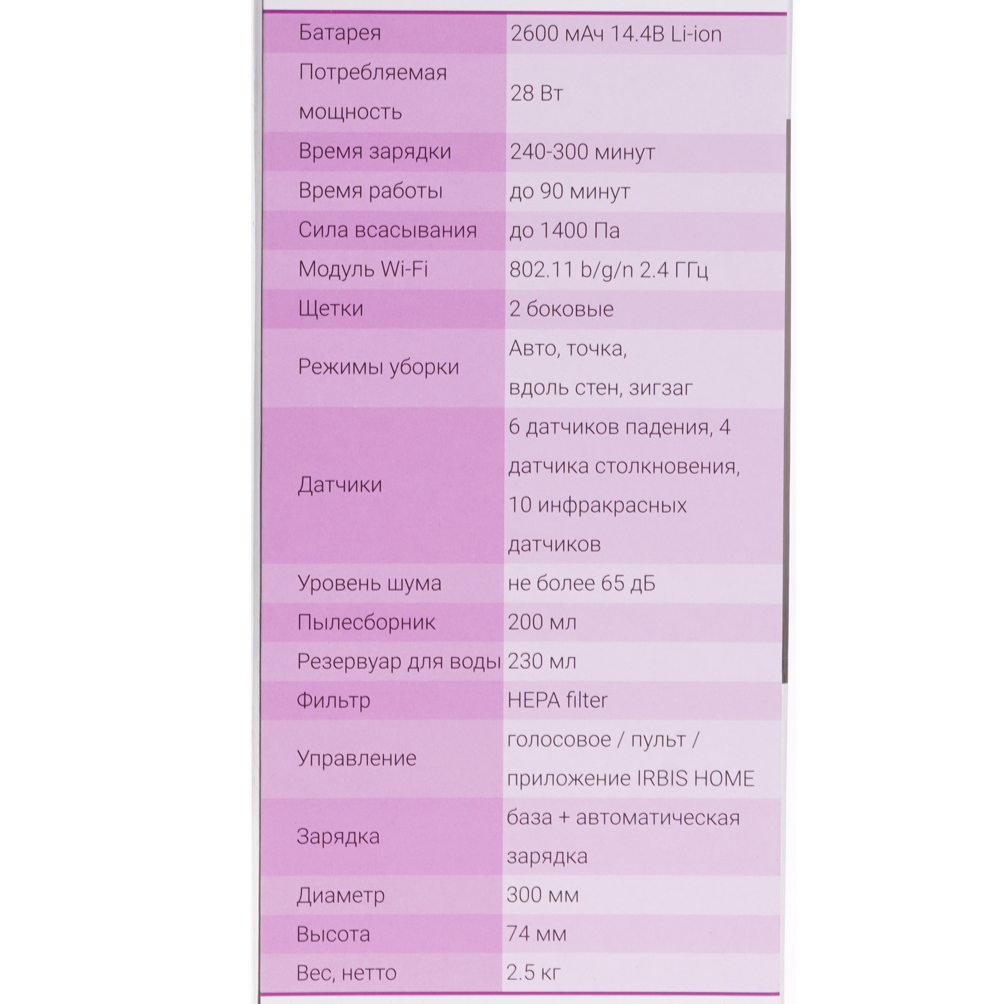 9906734 Робот-пылесос Irbis Bean 0121 черный STDN-0017117 - Вид №9