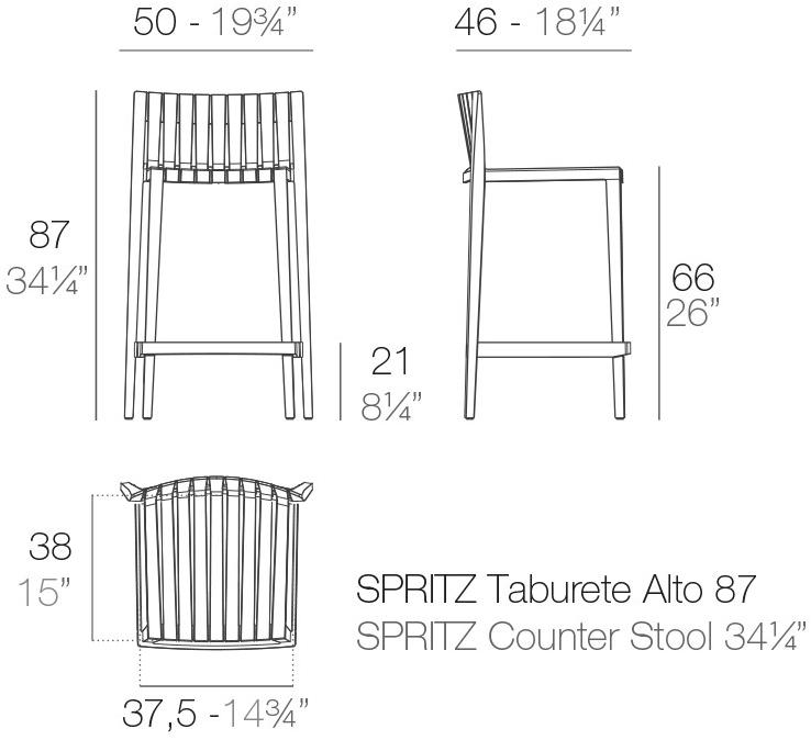 VONDOM Табурет садовый полипропиленовый Spritz sun-id-1401197 - Вид №8