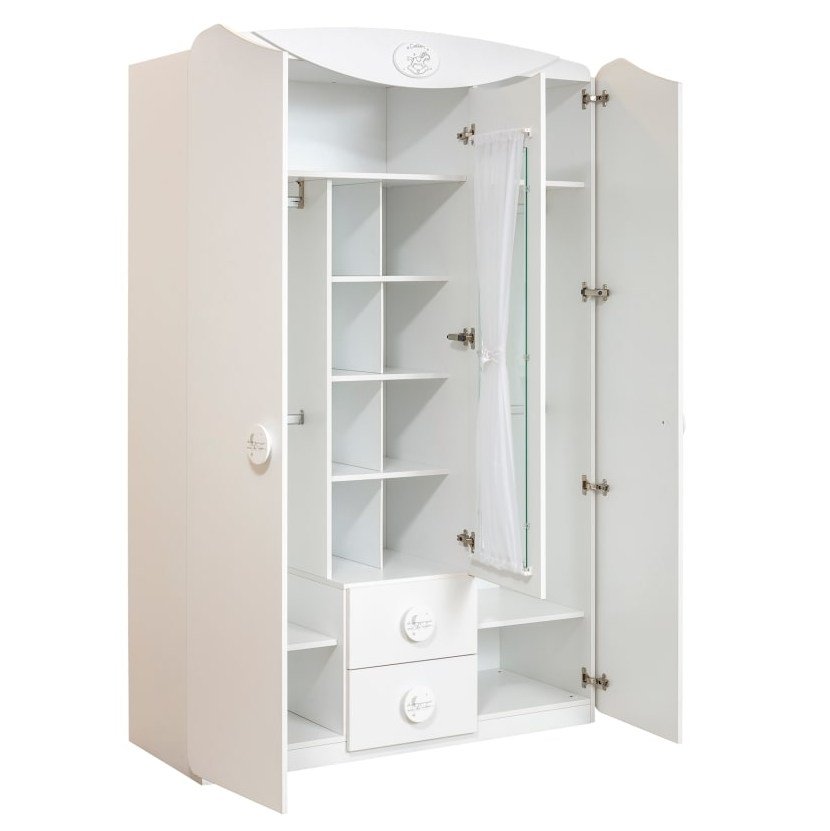 Шкаф трехстворчатый белый с ящиками и окном Baby Cotton CILEK BABY COTTON 00-3832579 Белый Santreyd  - Вид №4