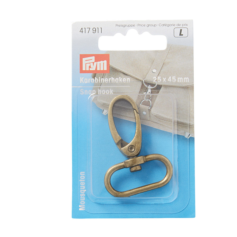 417911 Фурнитура сумочная металл Карабин 25x40 мм сост.латуни PRYM 