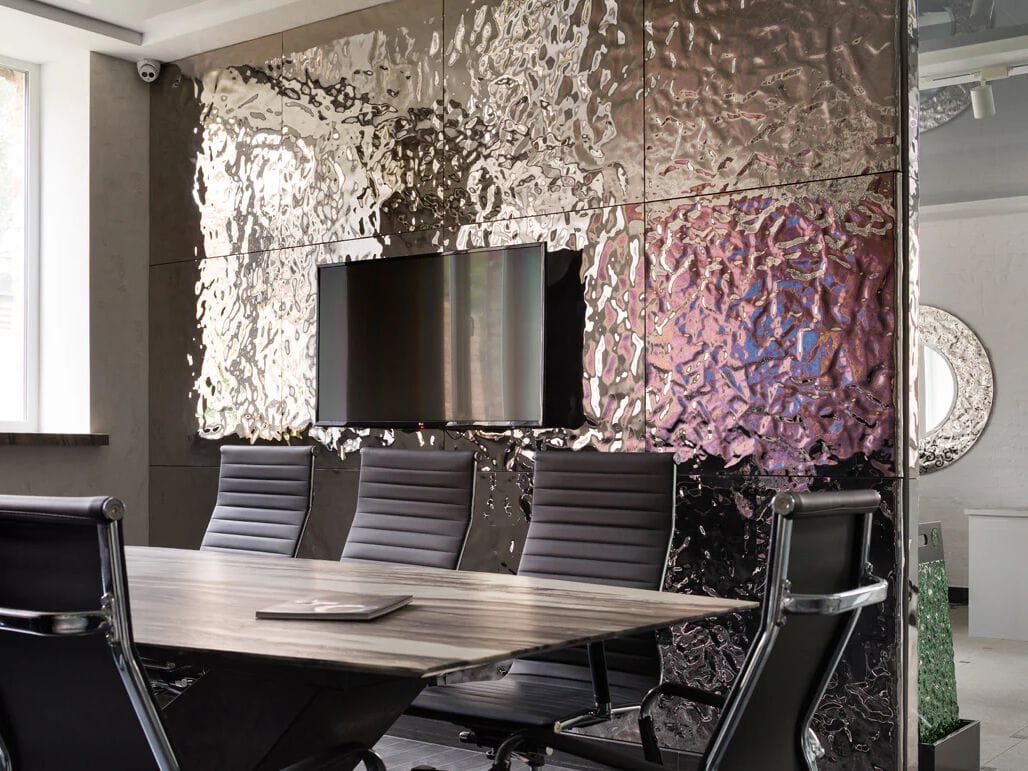 Декоративная стеклянная панель PlusObject AQUA SILVER ARCH-00061457