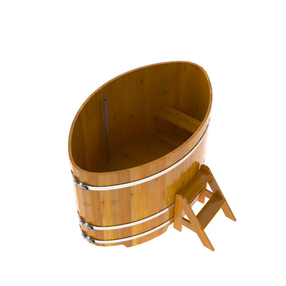 2288 Купель овальная из лиственницы Рустик 1,08х1,75х1,1 натуральная Alyarus  - Вид №2