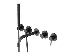 Настенный смеситель для ванны с 5 отверстиями и ручным душем