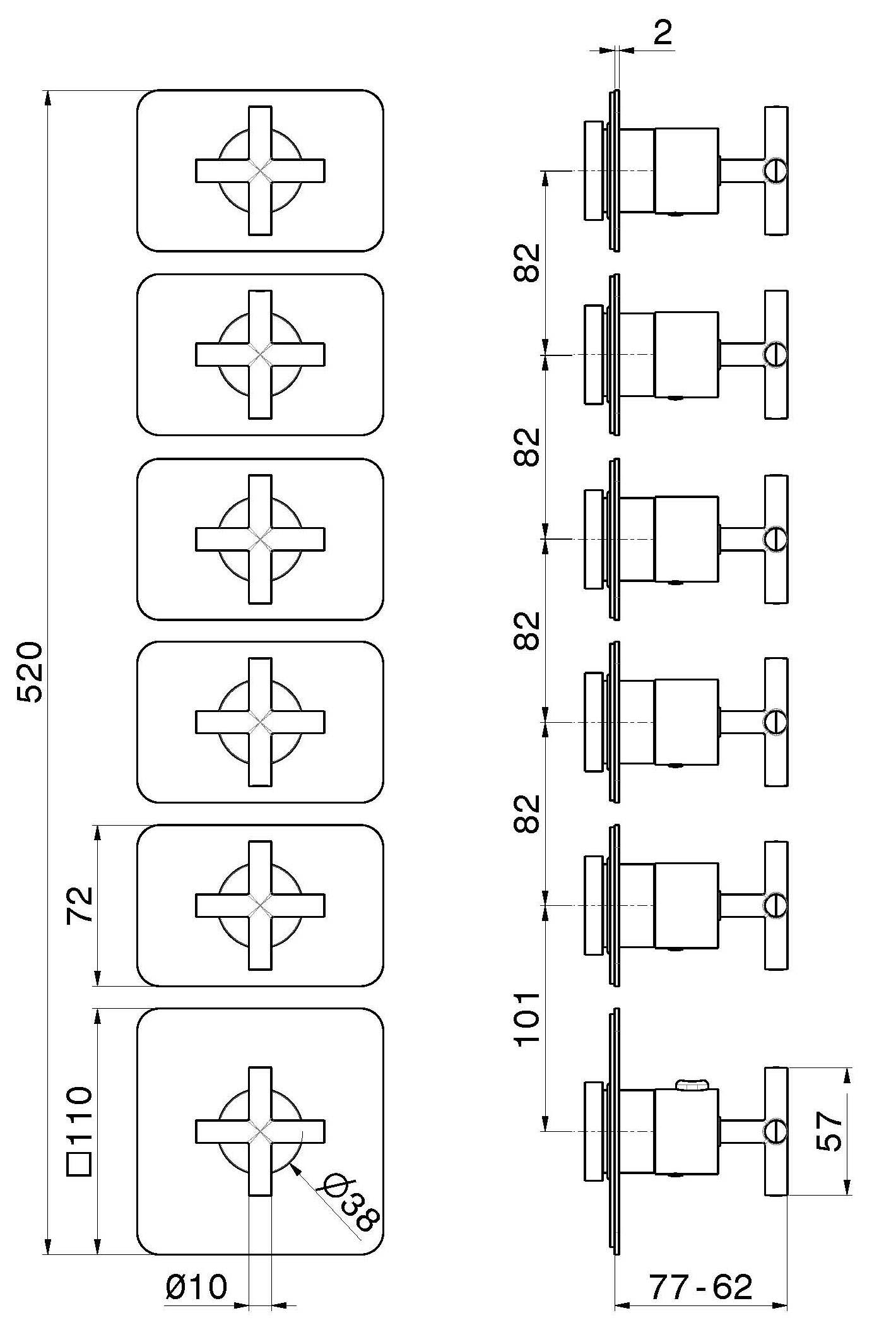 Термостатический смеситель для душа с 6 отверстиями Newform многофункциональные термостаты с 5 выходами ARCH-00053891 - Вид №2