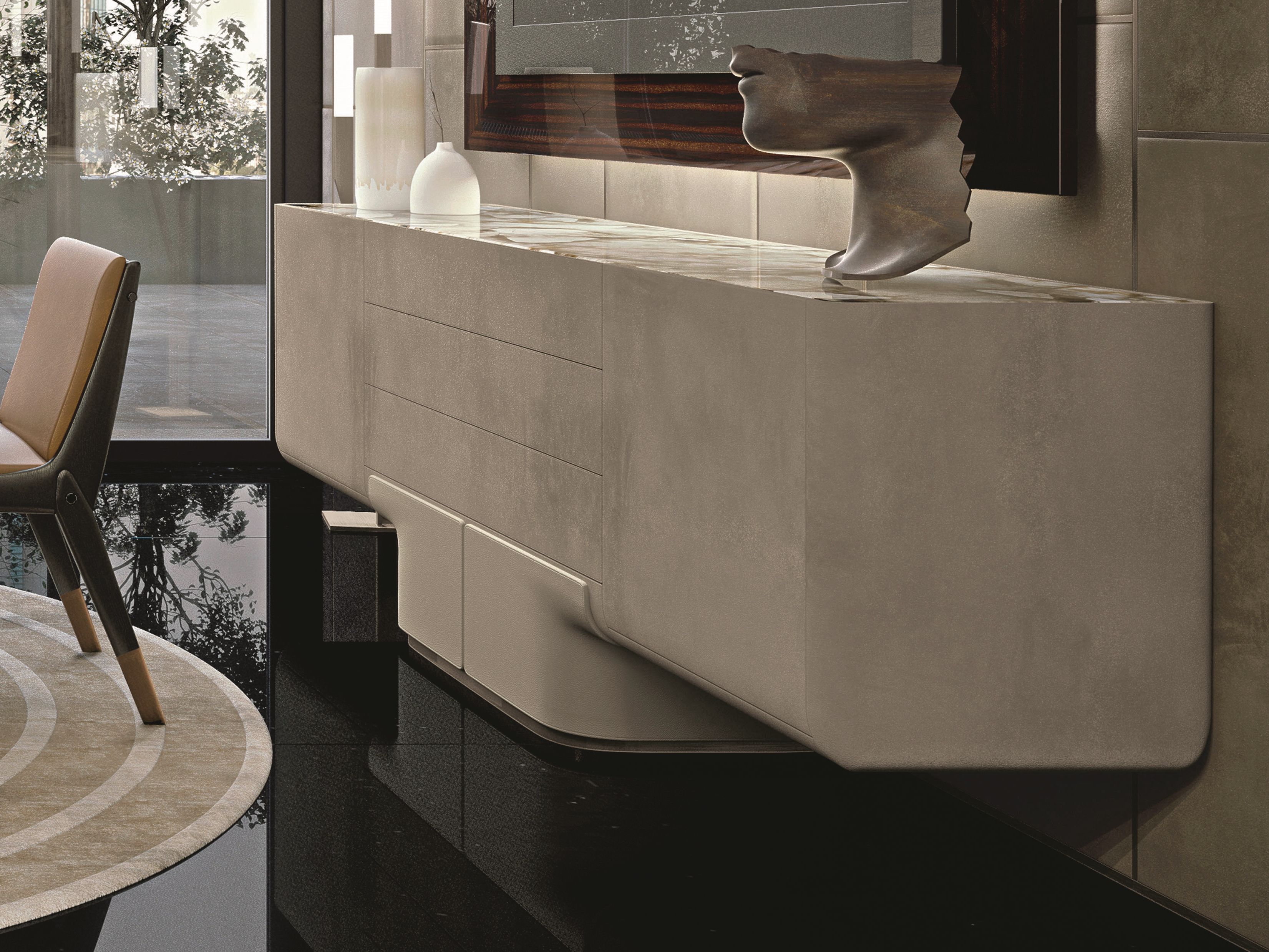 Кожаный шкаф с ящиками Longhi Loveluxe 2019-Rhythm collection ARCH-00071038