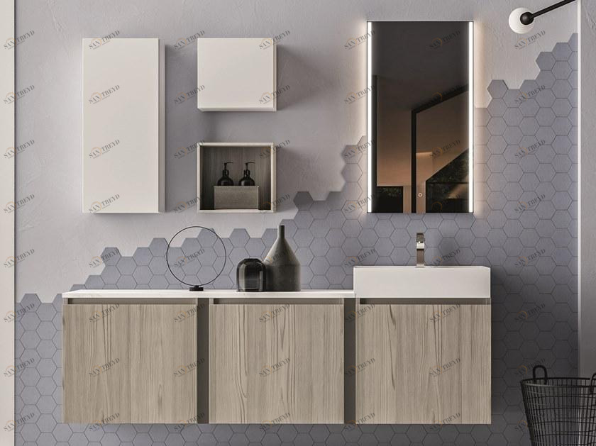 Cerasa Подвесная тумба под умывальник из меламина со шкафом Segno sun-id-1387971