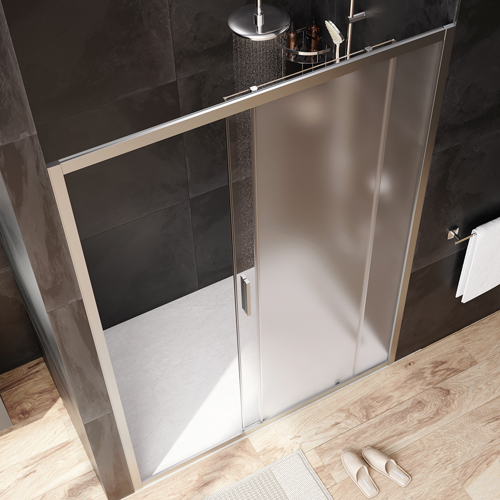 W90G-140-1-195MM Solo Дверь душевая 140х195 стекло матовое профиль матовый хром AM.PM Gem - Вид №1