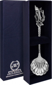 10621881 Аргента (Россия) Ложка д/икры "Осетр" с черн Серебро 925