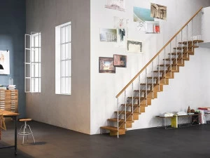 Fontanot Самонесущая модульная открытая лестница из стали и дерева Unika