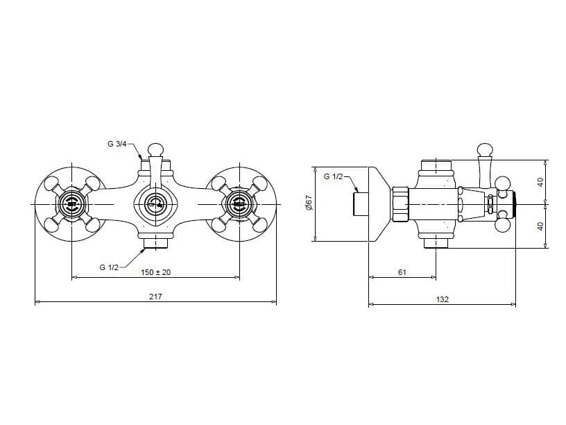 Хромированный латунный настенный смеситель для ванны Bugnatese Lady ARCH-00029349 - Вид №2