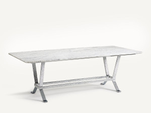 Прямоугольный обеденный стол из мрамора и кованого железа