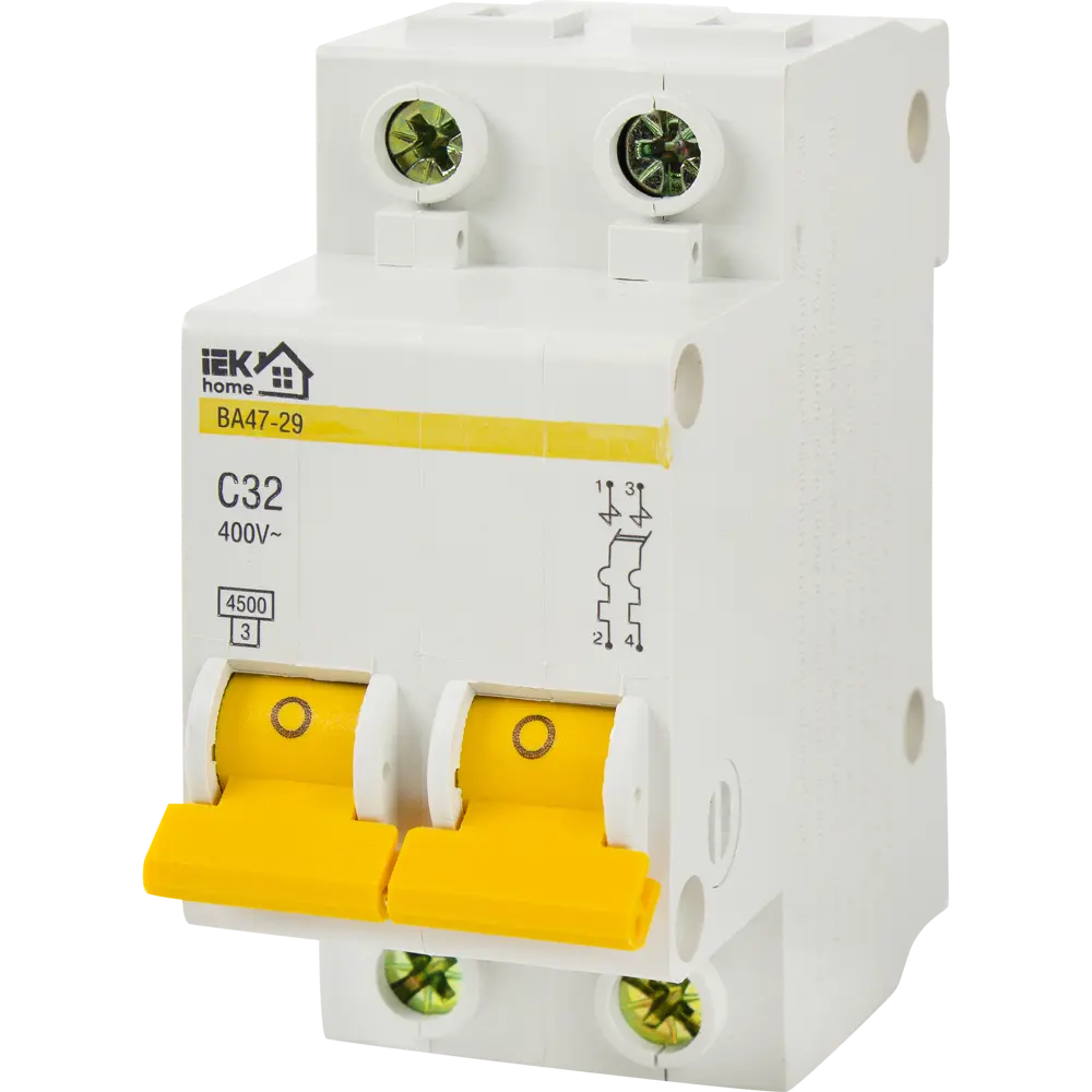 Автоматический выключатель IEK Home ВА47-29 2P 32А для защиты электросетей 18072387 STLM-0009403