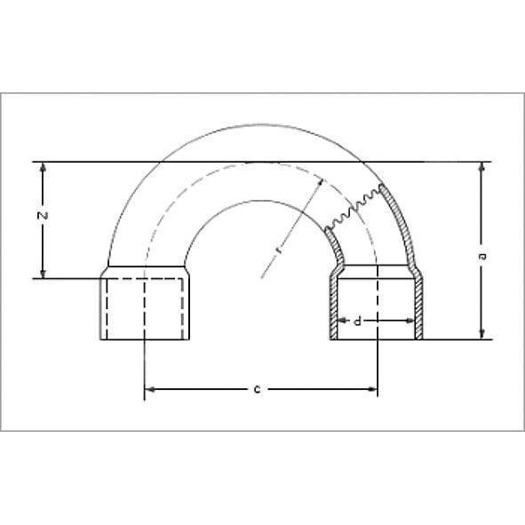 1506054 SANHA 5060 колено 180° ВП-ВП, медь 54 мм  - Вид №1