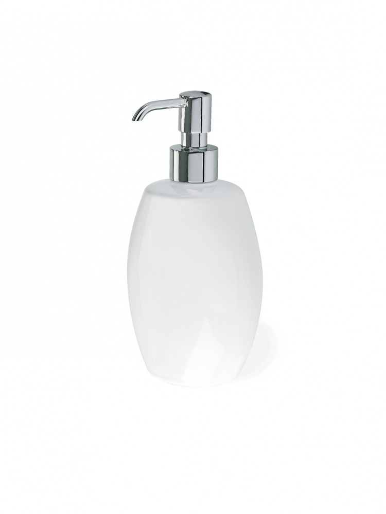 654(08-BI) Stil Haus Zefiro, настольный керамический дозатор, цвет хром - белая керамика