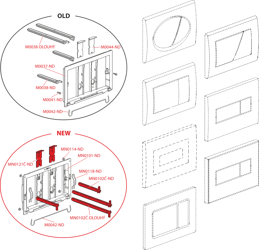 Кнопка управления для скрытых систем инсталляции, xром-глянец ALCAPLAST M271 - Вид №2