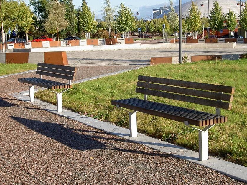 Nola Industrier Скамья из стали и дерева со спинкой Luma sun-id-1461718