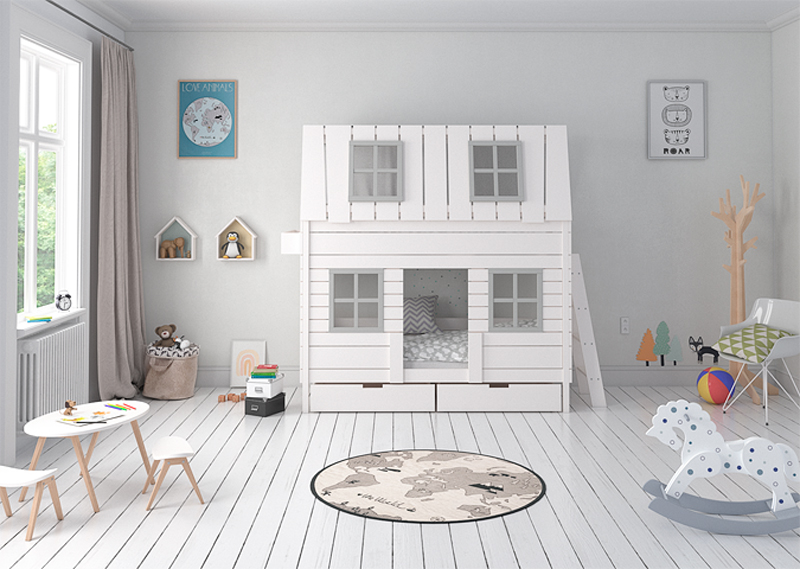 Кровать-домик двухъярусная Home West M 80х160 см белая ELLIPSE ELLIPSE HOME 351799 Белый Santreyd  - Вид №4