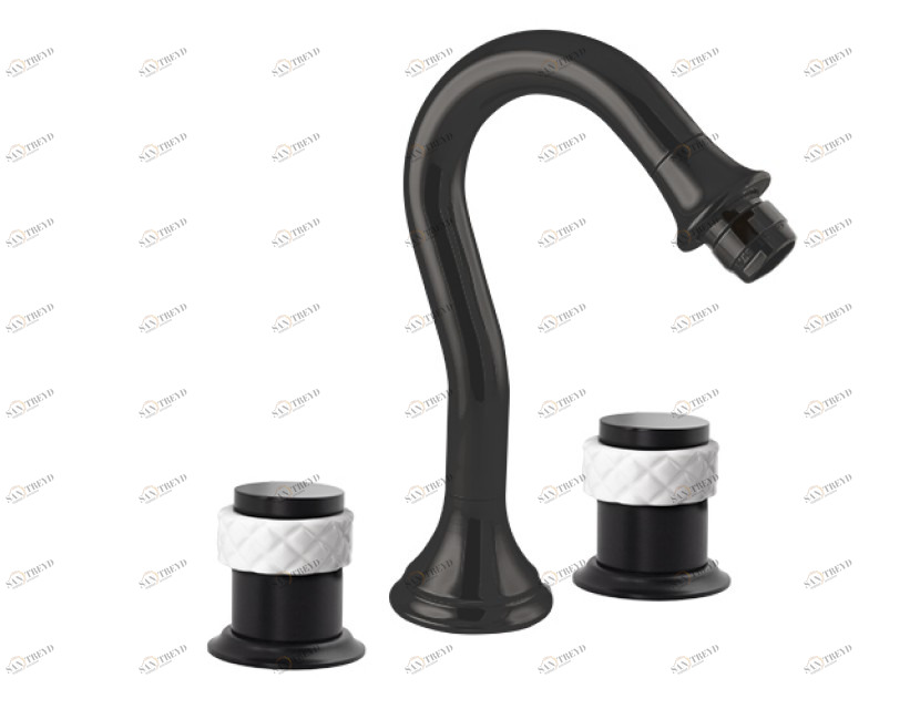 065521.000.84 Биде с тремя отверстиями и белым фарфором Матовый черный Mestre 