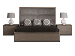 Деревянная кровать для хранения с мягким изголовьем