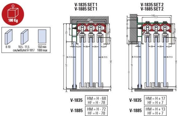 Metalglas Bonomi Комплект раздвижных дверей  V-1835 | v-1885 V-1835 ~ v-1885 - Вид №1