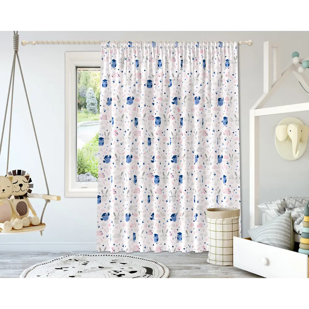 Штора на ленте Совы 160x260 см цвет синий GARDEN STLM-2104492 - Вид №5