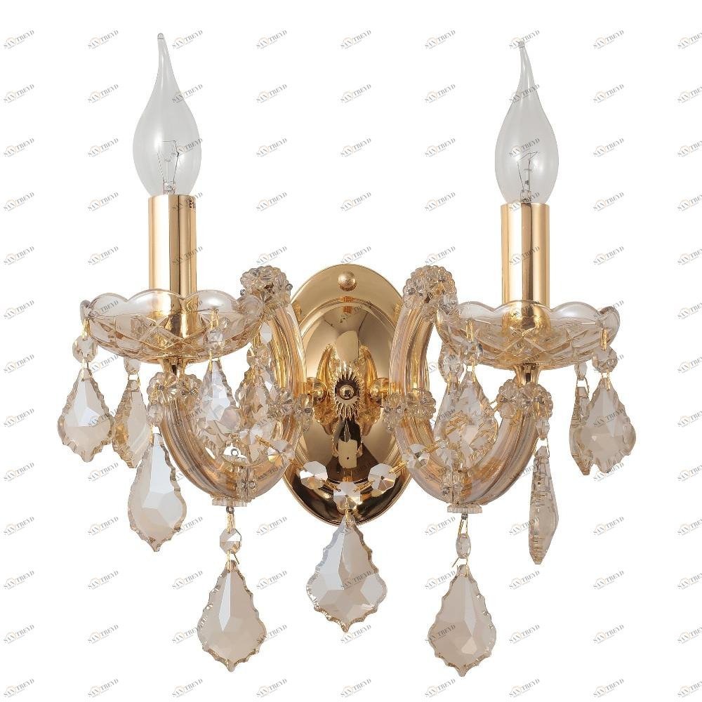 Бра Crystal Lux Ines AP2 Gold/Amber CRYSTAL LUX СВЕЧА 109550 Золото;прозрачный 