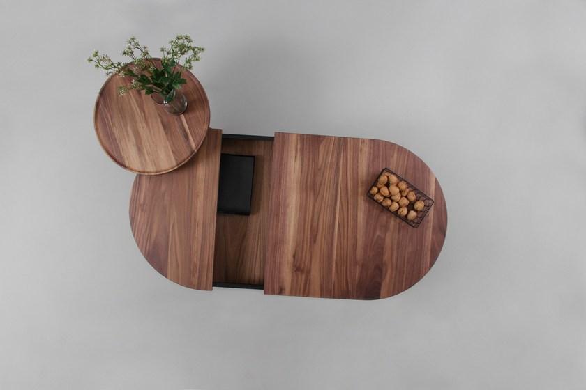 Woodendot Круглый журнальный столик из орехового дерева с подносом sun-id-1386148 - Вид №5