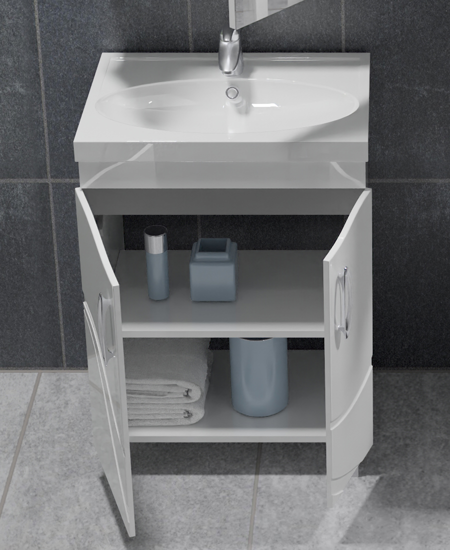 Тумба с раковиной Mirella 600 (Калипсо) new600⨉440⨉840 мм белый Santreyd sun-id-665271 - Вид №2